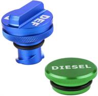 🔵 green billet aluminum magnetic fuel system cap and blue non-magnetic def cap combo pack for 2013-2018 dodge ram truck 1500 2500 3500 logo