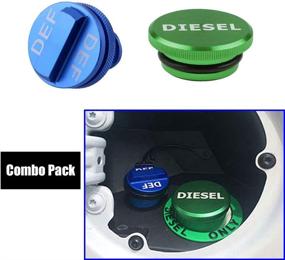 img 1 attached to 🔵 Green Billet Aluminum Magnetic Fuel System Cap and Blue Non-Magnetic DEF Cap Combo Pack for 2013-2018 Dodge Ram Truck 1500 2500 3500