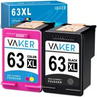 🖨️ vaker remanufactured inkjet printer ink cartridge tray replacement for hp 63 63xl combo pack - officejet 3830, 5255, 5258, 5200, 4650, 4655, envy 4520, 4510, deskjet 3631, 3639 printer (black & tri-color) logo