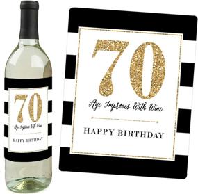 img 1 attached to 🎉 Chic 70th Birthday Wine Bottle Label Stickers - Ideal Gift for Women - Pink, Black and Gold - Set of 4