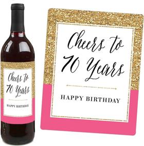 img 2 attached to 🎉 Chic 70th Birthday Wine Bottle Label Stickers - Ideal Gift for Women - Pink, Black and Gold - Set of 4