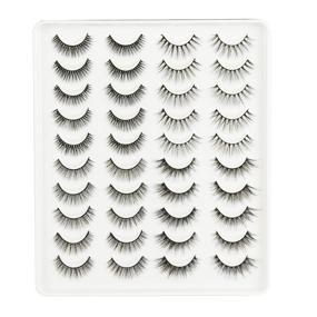 img 4 attached to Enhance Your Look with 20 Pairs of False Eyelashes: 4 Styles, Natural Lashes, Cat Eyes, Volume - Faux Mink Lashes Pack