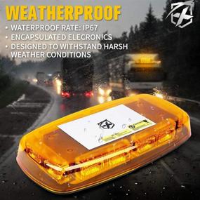 img 2 attached to 🚨 Xprite LED Rooftop Mini Strobe Beacon Light Bar: Amber Lens Flashing Lights for Emergency Construction Vehicles, Trucks, Snow Plow, and Postal Car - Magnetic Mount Included