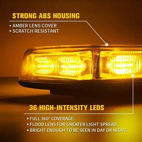 img 3 attached to 🚨 Xprite LED Rooftop Mini Strobe Beacon Light Bar: Amber Lens Flashing Lights for Emergency Construction Vehicles, Trucks, Snow Plow, and Postal Car - Magnetic Mount Included