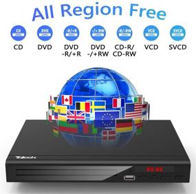 img 1 attached to 📀 All Region Free DVD Player for TV with AV Output, USB Input, Remote Control, and AV Cable Included