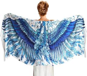 img 4 attached to 🦋 Stunning Blue Wings Scarf Beach Sarong: Hand Painted Pure Cotton Designer Wing Scarf