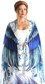 img 2 attached to 🦋 Stunning Blue Wings Scarf Beach Sarong: Hand Painted Pure Cotton Designer Wing Scarf