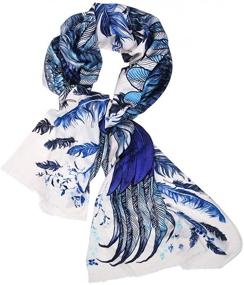 img 1 attached to 🦋 Stunning Blue Wings Scarf Beach Sarong: Hand Painted Pure Cotton Designer Wing Scarf