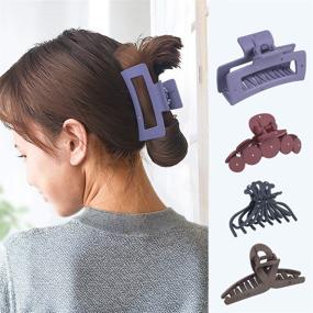 img 3 attached to 📌 Non-Slip Big Hair Claw Clips for Women with Thick Hair - 4PCS Plastic Hair Accessories for Extra Strong Hold - ONECAM