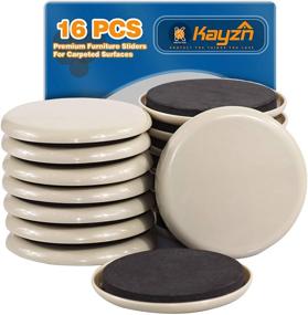 img 4 attached to 🪑 Kayzn Furniture Sliders - Heavy Duty Reusable Round Sliders, 16pcs 3 1/2 inch - Easily Move Couches, Beds, Armoires on Carpet