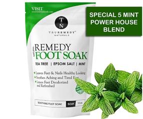 img 1 attached to 🌿 Powerful Tea Tree Oil Foot Soak with Epsom Salt & Mint - Defeat Toenail System, Athletes Foot, & Stubborn Foot Odor | Soften Calluses & Soothe Sore Tired Feet | 14 Ounce (Pack of 2)