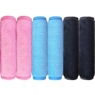 🧼 efficient 6-pack makeup remover towel: reusable microfiber cloth removes all makeup with just water | 12" x 6" | pink/blue/black logo