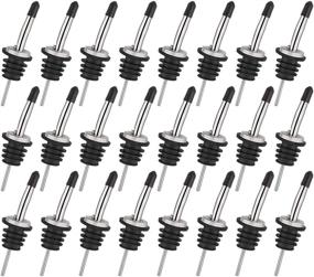 img 4 attached to 🍾 48 Pack of Tapered Spout Stainless Steel Classic Bottle Pourers - Pourers with Rubber Dust Caps for Liquor