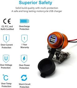 img 3 attached to 🏍️ Cliff Top Golden Motorcycle USB Charger 4.6A 23W | Dual-Port Fast Charging, Waterproof | For ATV/UTV, Smartphones, GPS, Tablets