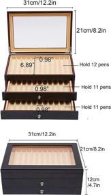 img 2 attached to 🖋️ Premium 3 Layer Wood Pen Display Box: Organize and Showcase Your 34 Pens with Glass Window - Thanksgiving Christmas Gift (Black)