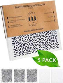 img 3 attached to 🍃 SuperScandi Swedish Dishcloths: Eco-friendly Reusable Cellulose Sponge Cleaning Cloths for Kitchen Towel Replacement (5 Pack Patterned, Leaves)