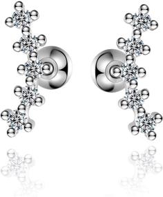 img 3 attached to 💎 Stylish and Durable 18g Stainless Steel Cartilage Helix Piercing Earrings with 5 Stone Cubic Zirconia - Conch Stud Sleeper Earrings 18 Gauge