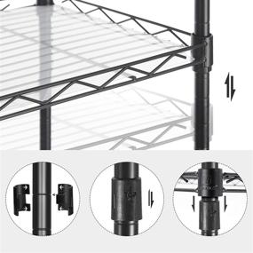 img 1 attached to 📦 SONGMICS 5-Tier Wire Kitchen Storage Shelf - Space-Saving Metal Rack with Plastic Liners, Hooks, Adjustable Shelves - 220 lb Load Capacity for Bathroom, Pantry (Black ULGR115B01)