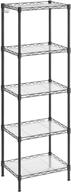 📦 songmics 5-tier wire kitchen storage shelf - space-saving metal rack with plastic liners, hooks, adjustable shelves - 220 lb load capacity for bathroom, pantry (black ulgr115b01) logo