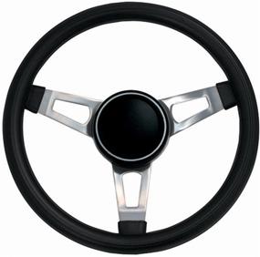 img 1 attached to 🔳 Black Foam Grip 3-Spoke Design Steering Wheel - Grant 846 Classic Series Nostalgia 15 inch with Horn Button