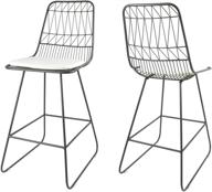 🪑 christopher knight home lilith counter stools: modern geometric gray iron frames, ivory cushion 26" seats (set of 2) logo