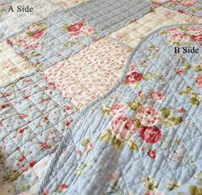 img 2 attached to 🛋️ Cozyholy Original Patchwork Quilts Coverlets: Reversible 100% Cotton Vintage Floral Bed Cover for Couch, Sofa, Twin Bed - Quilted Blanket and Quilt Throw