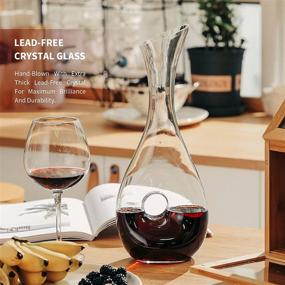 img 3 attached to Mhonfl Wine Decanter: Hand-Blown Lead-Free Crystal Carafe - Personalized Snail-Shaped Design - Enhance Wine Flavor with Aerator - Perfect Wine Gift - Includes Cleaning Brush (1500ML)