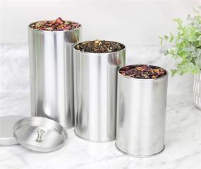 img 1 attached to Savor the Taste of Solstice: Double Seal Tea 🍵 Canisters (4-Pack, Large) - Round Metal Containers with Interior Seal Lid