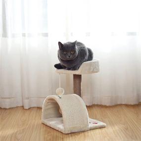 img 2 attached to 🐱 Pina Small Cat Tree - Ideal for Small Cats and Kittens, Indoor Cat Scratcher with Sisal-Covered Scratching Post Tower - 17.7IN / Beige