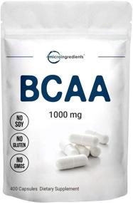 img 4 attached to 🏋️Высококачественная добавка BCAA от Micro Ingredients | 1000 мг инстантизированных BCAA на порцию | 400 капсул | Таблетки для тренировок и энергии | Не содержит ГМО