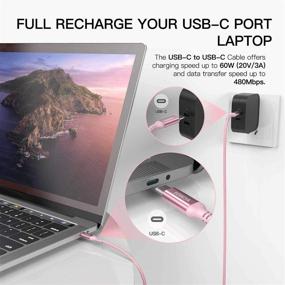 img 1 attached to Розовый оплетенный USB C кабель к USB C, [2 шт. по 6 футов], Awnuwuy 60W USB C быстрая зарядка Type C кабель для Samsung Galaxy S20 S20+ Note 10+ 20 Ultra, Google Pixel 3a XL, iPad Pro 11 дюймов 3-го поколения.