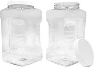 🍽️ set of 2 bpa-free 1 gallon clear plastic storage jars with lids, easy-grip handles, food safe, made in the usa - ljdeals логотип