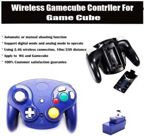 img 1 attached to VTone Wireless Gamecube Controller: 2.4G Wireless Classic Gamepad for Wii Gamecube NGC GC (Black/Dark Blue) + Receiver Adapter - 2 Pieces