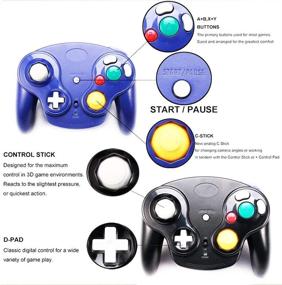img 2 attached to VTone Wireless Gamecube Controller: 2.4G Wireless Classic Gamepad for Wii Gamecube NGC GC (Black/Dark Blue) + Receiver Adapter - 2 Pieces