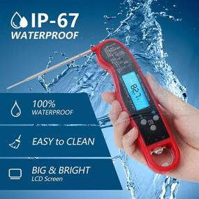 img 1 attached to 🔥 Premium Meat Thermometer: Instant Read, Waterproof, Ultra Fast Cooking Probe for Grilling BBQ, Christmas | Includes Extra Oven Thermometer