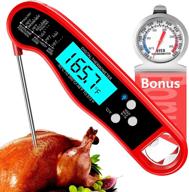 🔥 premium meat thermometer: instant read, waterproof, ultra fast cooking probe for grilling bbq, christmas | includes extra oven thermometer logo