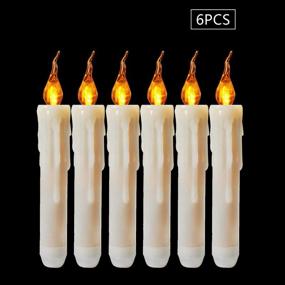 img 3 attached to 🕯️ LeeHon Flameless Flickering LED Taper Candle: Yellow Battery-Operated Flicker Taper Candles – Perfect for Christmas, Weddings, Candelabras, Parties, Sconces, Chandeliers, Menorahs – Battery Not Included (Yellow Light)