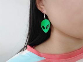 img 1 attached to 👽 Eye-Catching YINLIN Acrylic Green Alien Head Dangle Drop Earrings: Extraterrestrial Chic