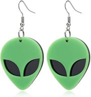 👽 eye-catching yinlin acrylic green alien head dangle drop earrings: extraterrestrial chic logo