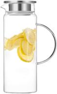 🥤 sixaquae 48oz pitcher glass water pot with stainless steel lid - perfect for juice, ice tea, and more! logo