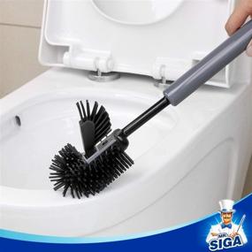 img 1 attached to MR.SIGA Toilet Bowl Brush and Holder - Bathroom Cleaning Tool with Non-Scratch TPR Bristles and Under-Rim Brush Head - Gray &amp; Black - 1 Pack