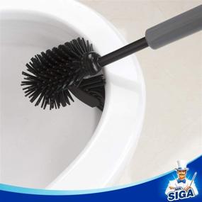 img 2 attached to MR.SIGA Toilet Bowl Brush and Holder - Bathroom Cleaning Tool with Non-Scratch TPR Bristles and Under-Rim Brush Head - Gray &amp; Black - 1 Pack