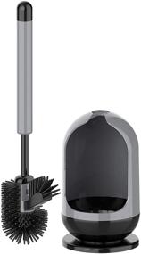 img 4 attached to MR.SIGA Toilet Bowl Brush and Holder - Bathroom Cleaning Tool with Non-Scratch TPR Bristles and Under-Rim Brush Head - Gray &amp; Black - 1 Pack