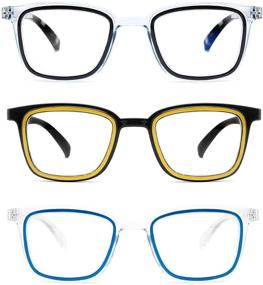 img 1 attached to 👓 CRGATV 3 Pack Blue Light Blocking Reading Glasses for Men - Stylish Computer Readers with Spring Hinge (+2.0 Strength)