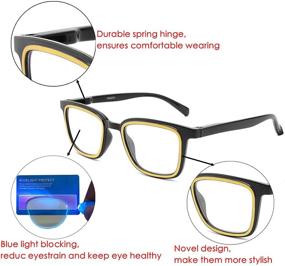 img 2 attached to 👓 CRGATV 3 Pack Blue Light Blocking Reading Glasses for Men - Stylish Computer Readers with Spring Hinge (+2.0 Strength)