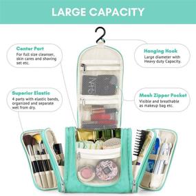 img 2 attached to 🧳 Hassle-Free Travel Toiletry Bag: Extra Large Organizing Solution for Women, Men, Kids, and Girls - Waterproof, Heavy Duty Hanging Cosmetic and Shaving Kit Bag with Hook