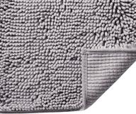 🛀 slip-resistant shag chenille bath rugs mat - grey, extra soft and absorbent bathroom rug for shower room - fast-drying and machine-washable - 17"x24 logo