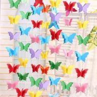 3d colorful butterfly curtain hanging paper flower - butterflies hanging paper party streamers for tree door decoration, wedding birthday party supplies (8.9ft x2strings) - shhs logo