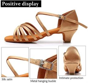 img 3 attached to 👠 DKZSYIM Satin Women's Latin Dance Shoes | Professional Ballroom Salsa Practice Performance Dancing Shoes, Model 213