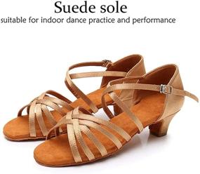 img 1 attached to 👠 DKZSYIM Satin Women's Latin Dance Shoes | Professional Ballroom Salsa Practice Performance Dancing Shoes, Model 213